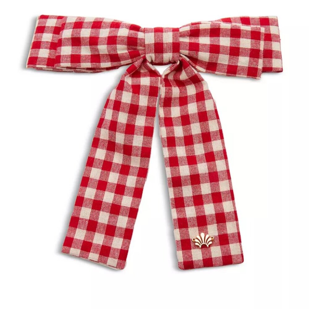 Lele Sadoughi Gingham Antoinette Bow Barrette Ladybug Red White NWT